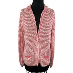 PAUL STUART Red White Knit Cotton Button-Up Sweater Cardigan 12 EU 48 ITALY